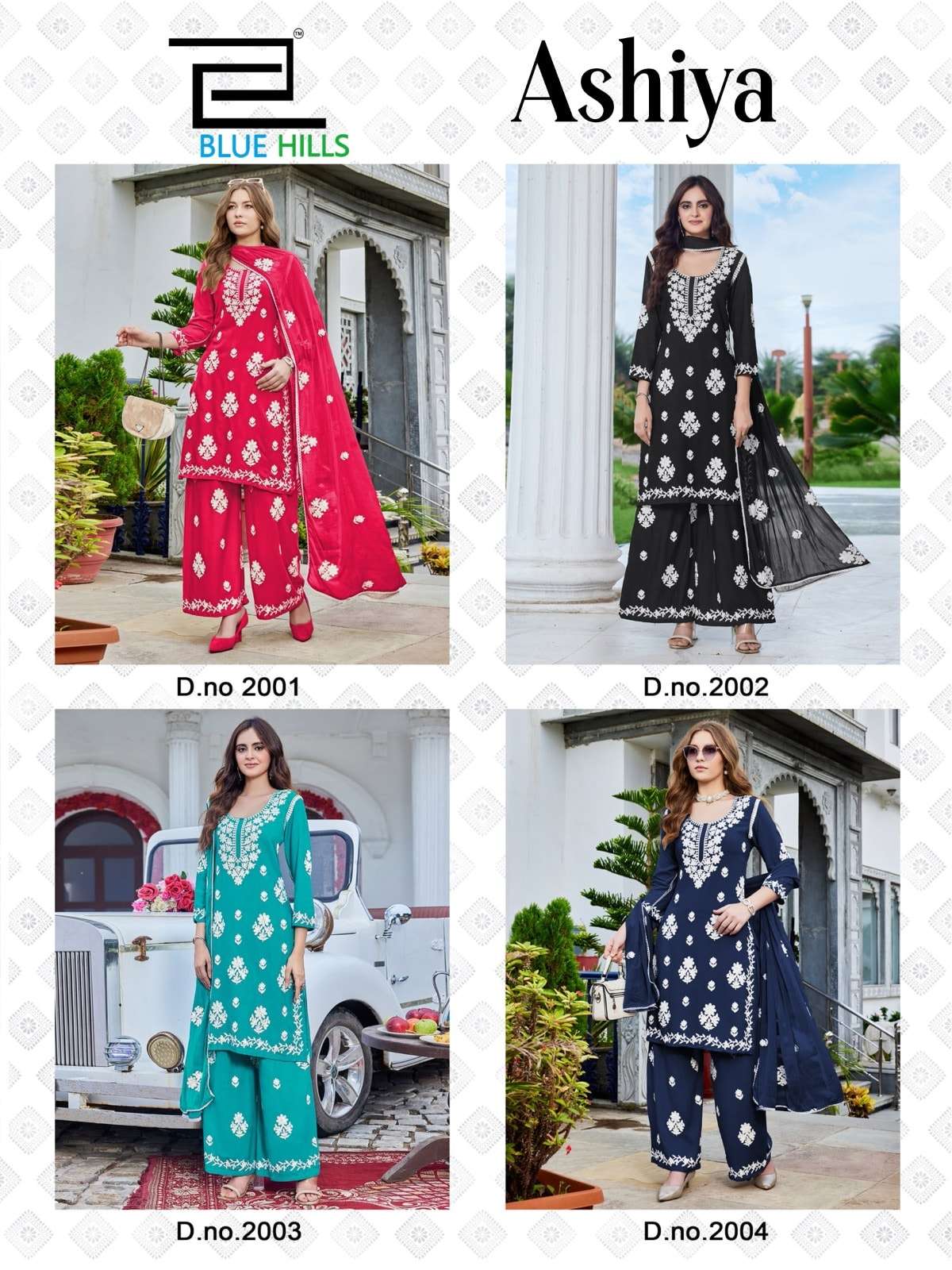 BLUE HILLS ASHIYA Rayon Embroidered Kurti Pant Dupatta Set