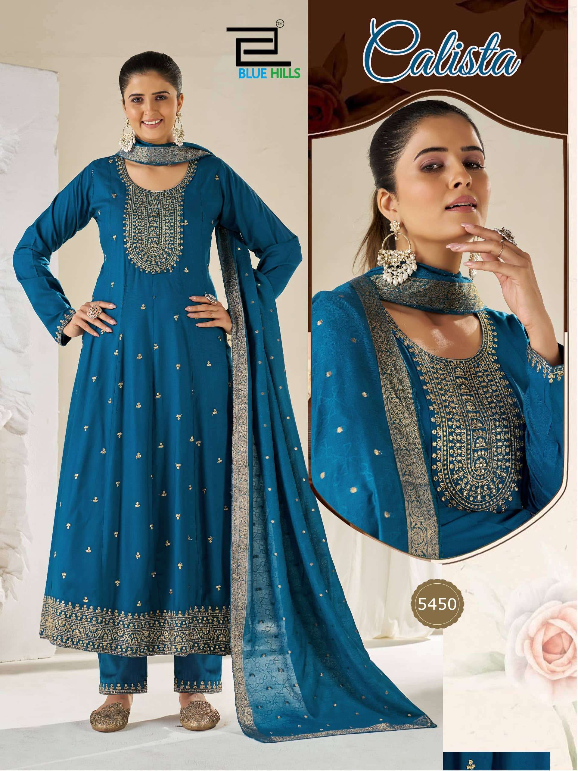 BLUE HILLS CALISTA Muslin Stitched Sequins Work Dresses