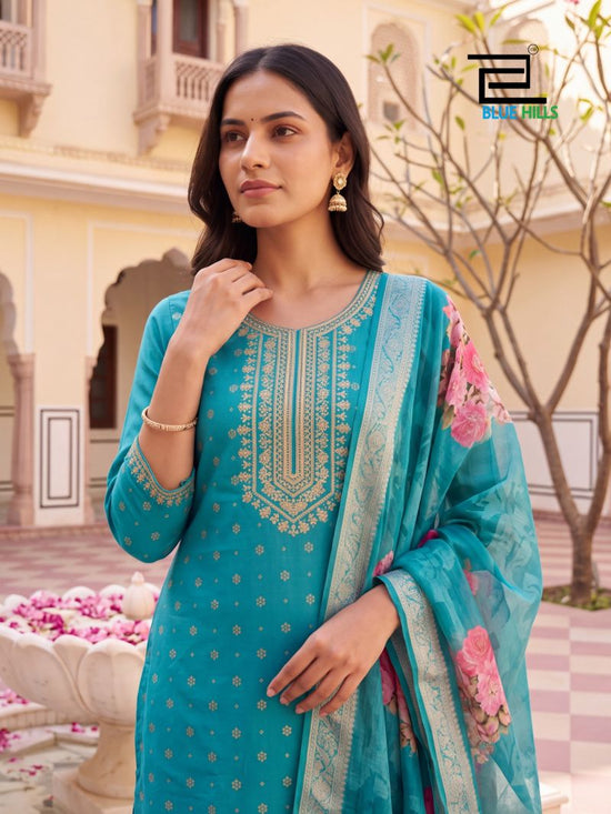 Blue Hills Cherry Mul Chanderi Kurti Pant Dupatta Set