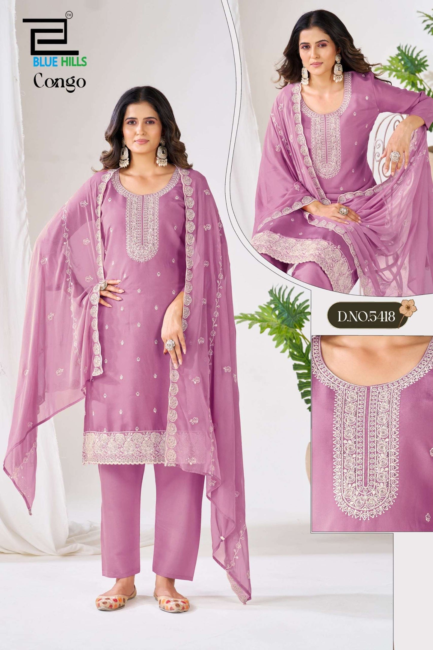 BLUE HILLS CONGO Roman Silk Stitched Salwar Suit Set