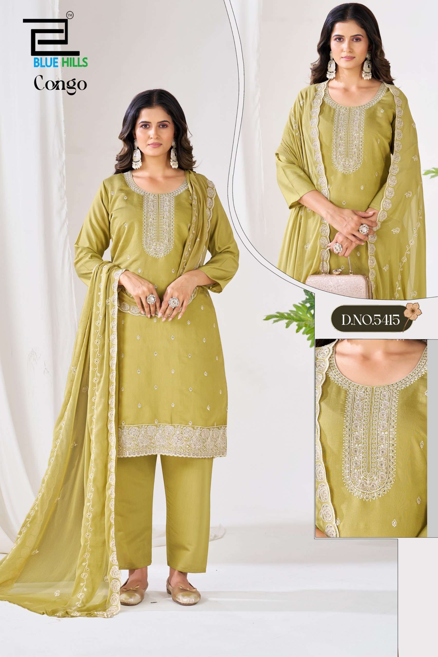 BLUE HILLS CONGO Roman Silk Stitched Salwar Suit Set