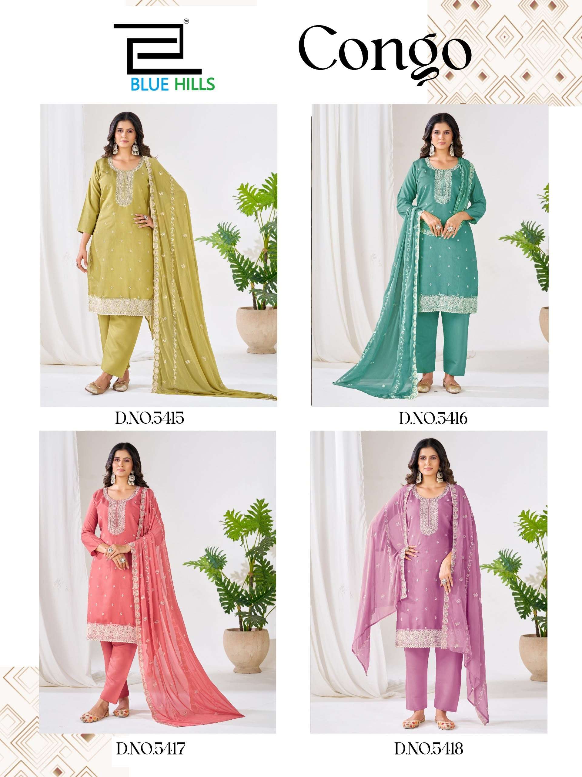 BLUE HILLS CONGO Roman Silk Stitched Salwar Suit Set