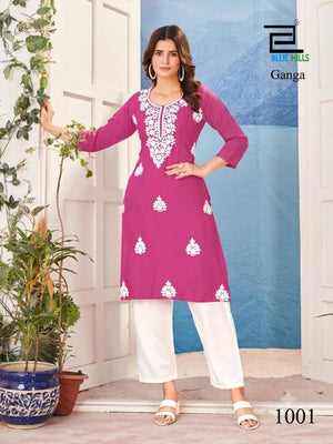 Blue Hills Ganga Rayon Embroidered Fancy Kurti