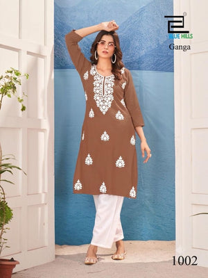 Blue Hills Ganga Rayon Embroidered Fancy Kurti