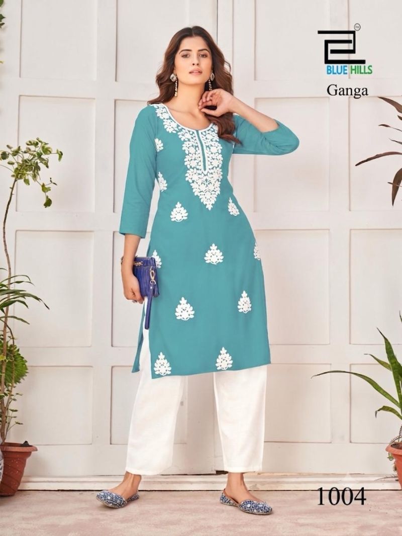 Blue Hills Ganga Rayon Embroidered Fancy Kurti