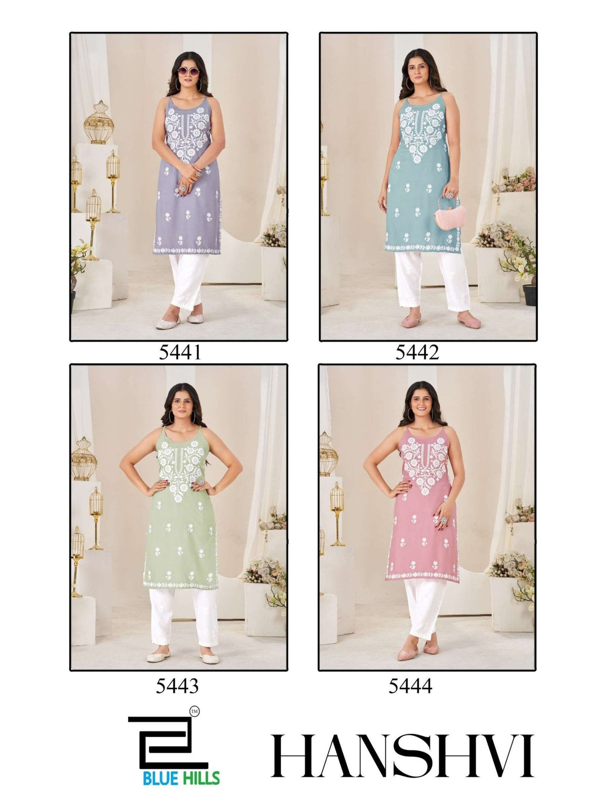 BLUE HILLS HANSVI Rayon Thread Work Kurti Pant Set - Amrah Wholesale