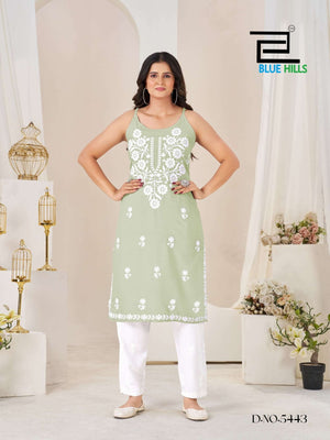 BLUE HILLS HANSVI Rayon Thread Work Kurti Pant Set - Amrah Wholesale