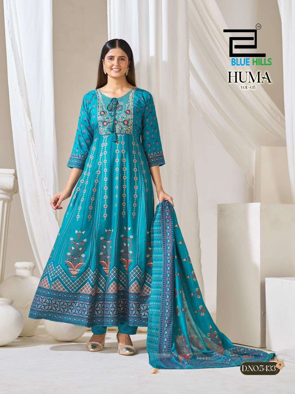 BLUE HILLS HUMA VOL-5 Chanderi Embroidered Salwar Suit Set - Amrah Wholesale