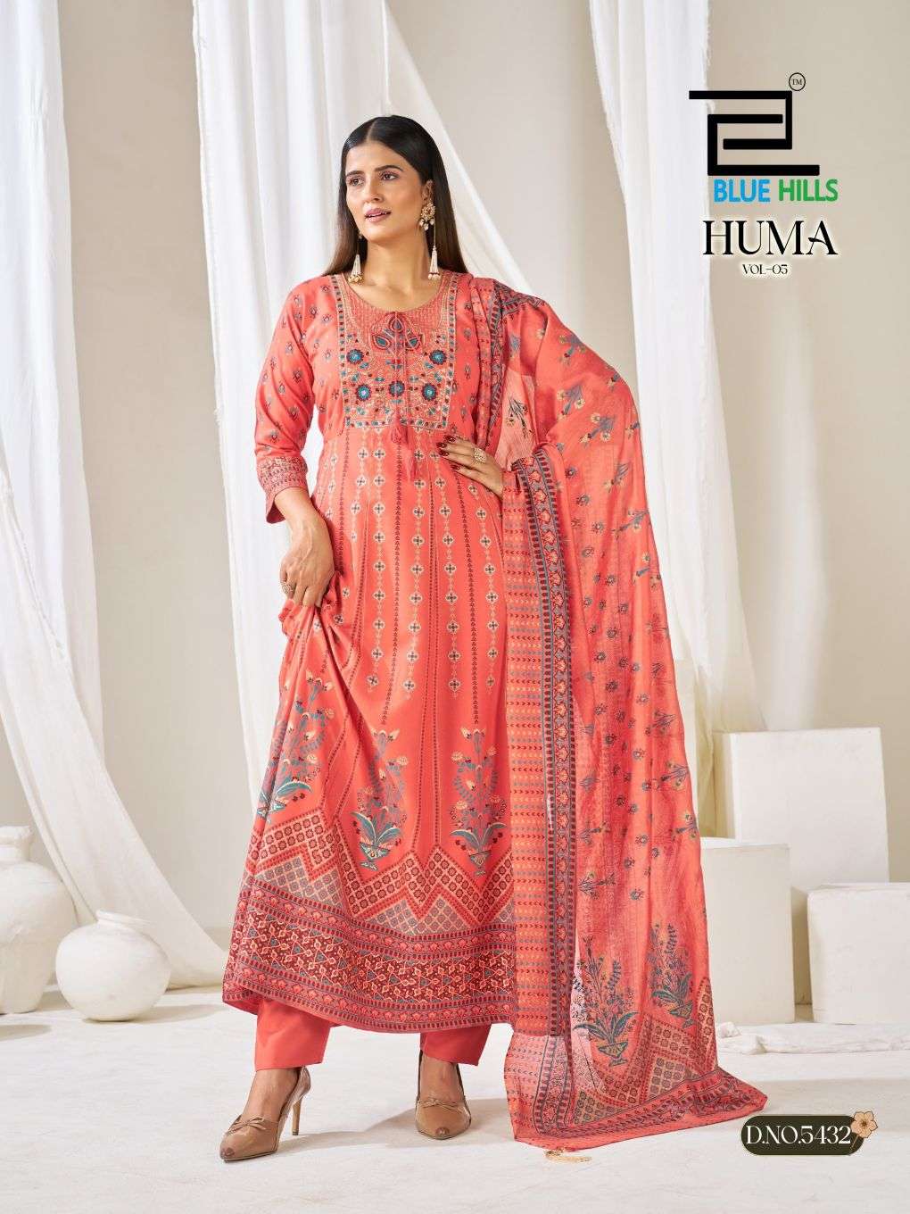 BLUE HILLS HUMA VOL-5 Chanderi Embroidered Salwar Suit Set - Amrah Wholesale