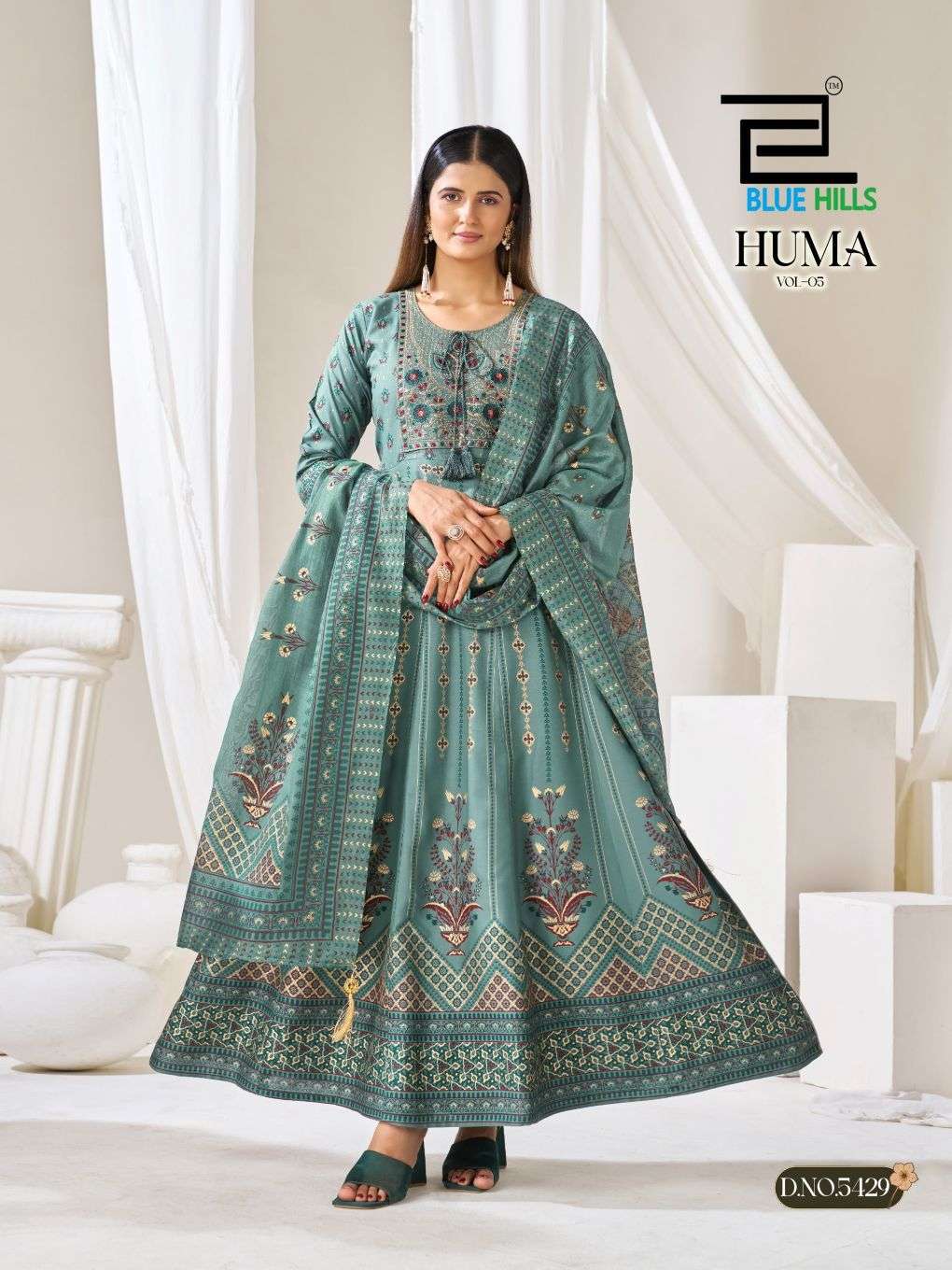 BLUE HILLS HUMA VOL-5 Chanderi Embroidered Salwar Suit Set - Amrah Wholesale