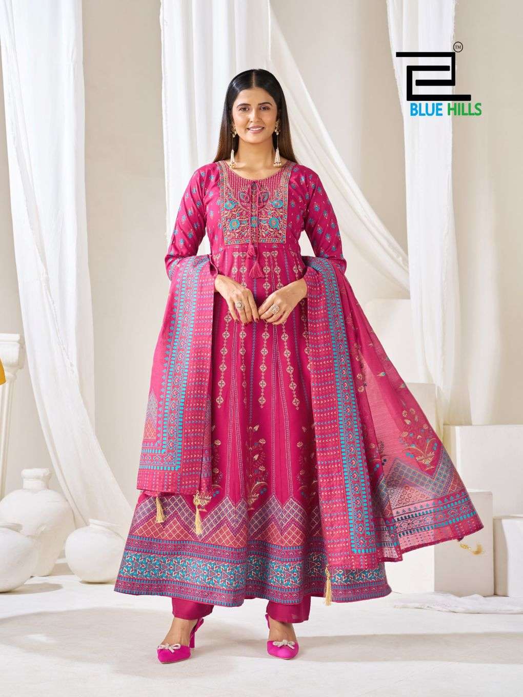 BLUE HILLS HUMA VOL-5 Chanderi Embroidered Salwar Suit Set - Amrah Wholesale