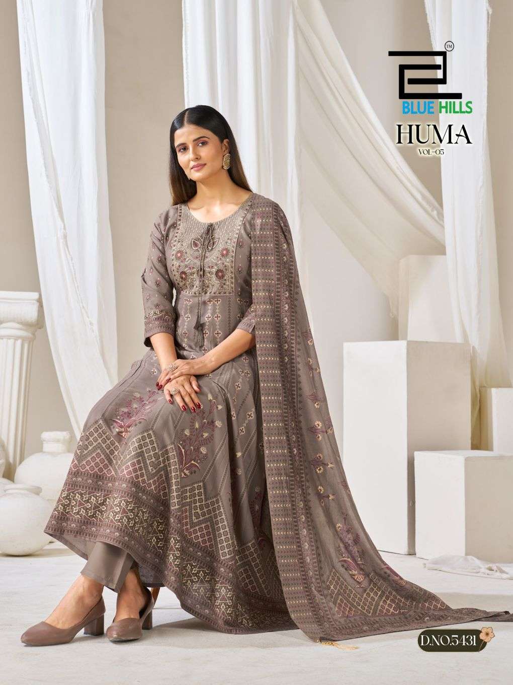 BLUE HILLS HUMA VOL-5 Chanderi Embroidered Salwar Suit Set - Amrah Wholesale