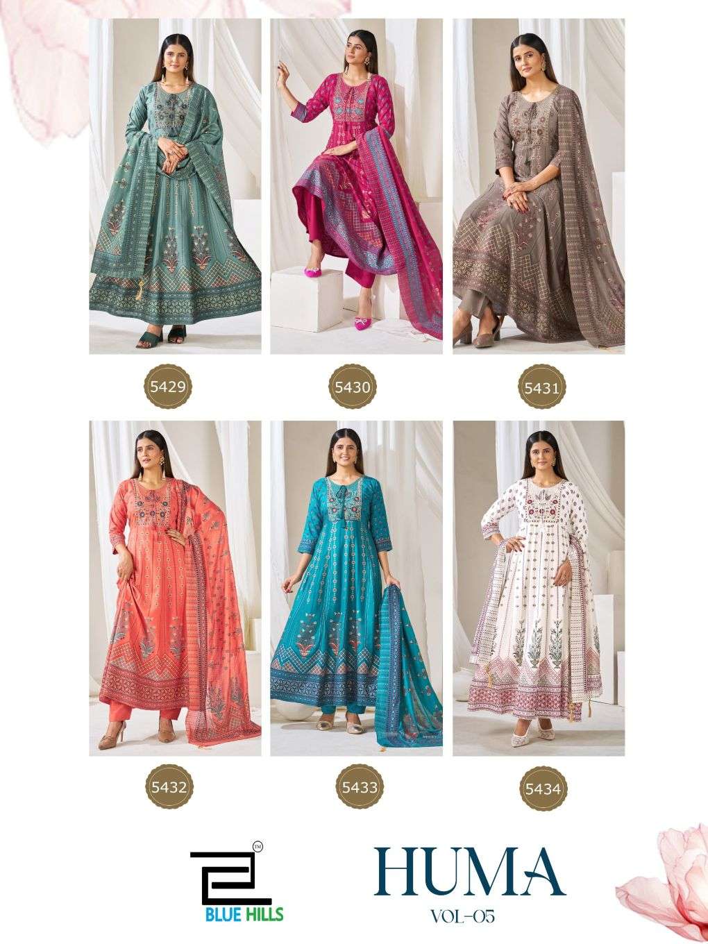 BLUE HILLS HUMA VOL-5 Chanderi Embroidered Salwar Suit Set - Amrah Wholesale