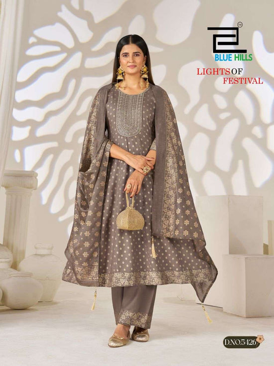 Blue Hills Light of Festival Chanderi Sequence Embroidered Salwar Suit Set - Amrah Wholesale