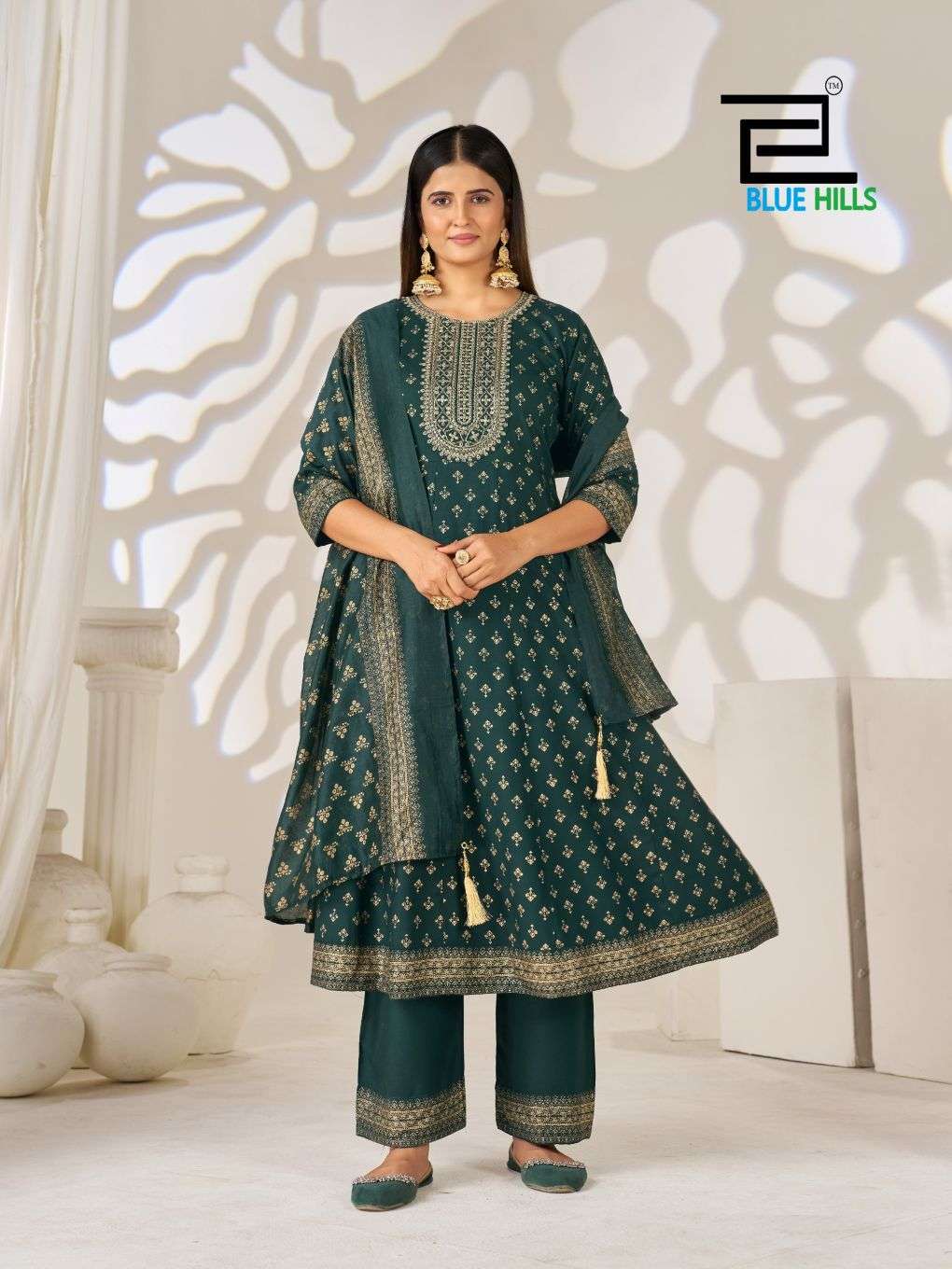 Blue Hills Light of Festival Chanderi Sequence Embroidered Salwar Suit Set - Amrah Wholesale