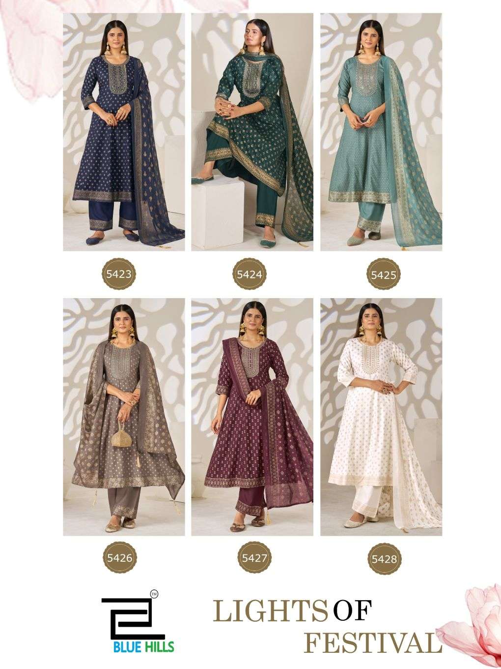 Blue Hills Light of Festival Chanderi Sequence Embroidered Salwar Suit Set - Amrah Wholesale