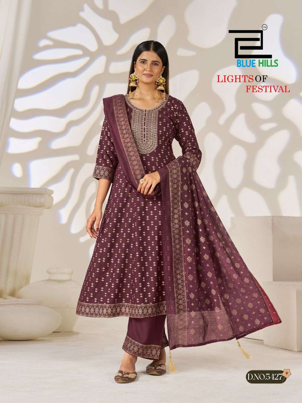 Blue Hills Light of Festival Chanderi Sequence Embroidered Salwar Suit Set - Amrah Wholesale