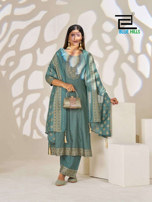 Blue Hills Light of Festival Chanderi Sequence Embroidered Salwar Suit Set - Amrah Wholesale