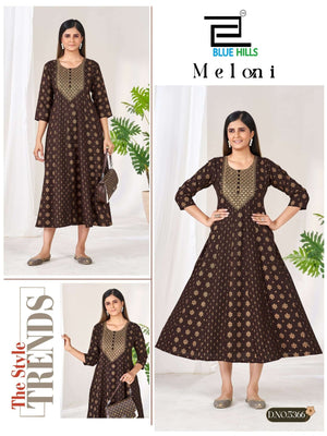 Blue Hills Meloni Rayon Printed Gown - Amrah Wholesale