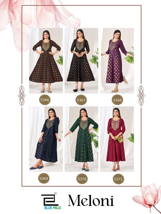 Blue Hills Meloni Rayon Printed Gown - Amrah Wholesale