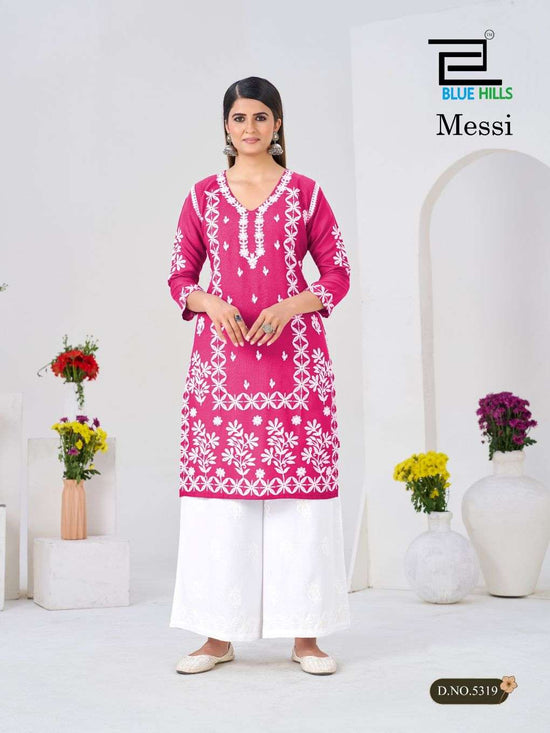 BLUE HILLS MESSI Rayon Thread Work Kurti Pant Set