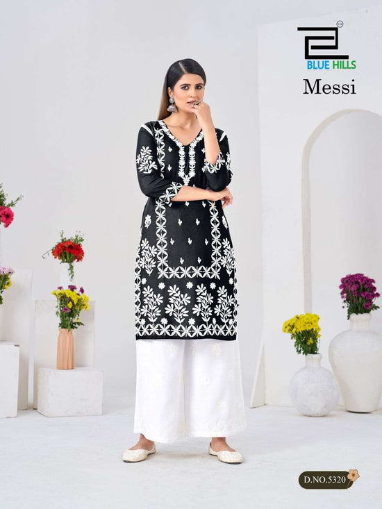 BLUE HILLS MESSI Rayon Thread Work Kurti Pant Set