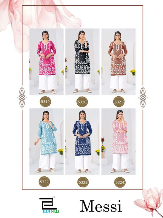 BLUE HILLS MESSI Rayon Thread Work Kurti Pant Set