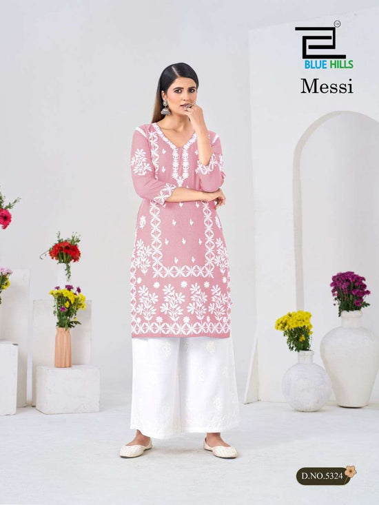 BLUE HILLS MESSI Rayon Thread Work Kurti Pant Set