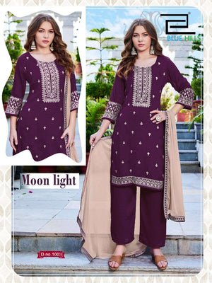 BLUE HILLS MOON LIGHT Vichitra Silk Salwar Suit Set