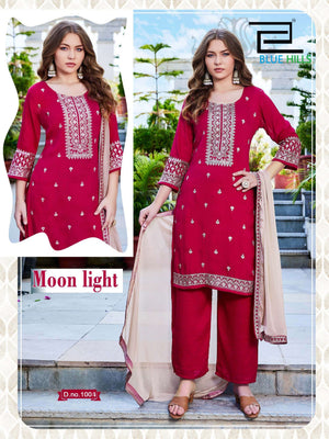 BLUE HILLS MOON LIGHT Vichitra Silk Salwar Suit Set