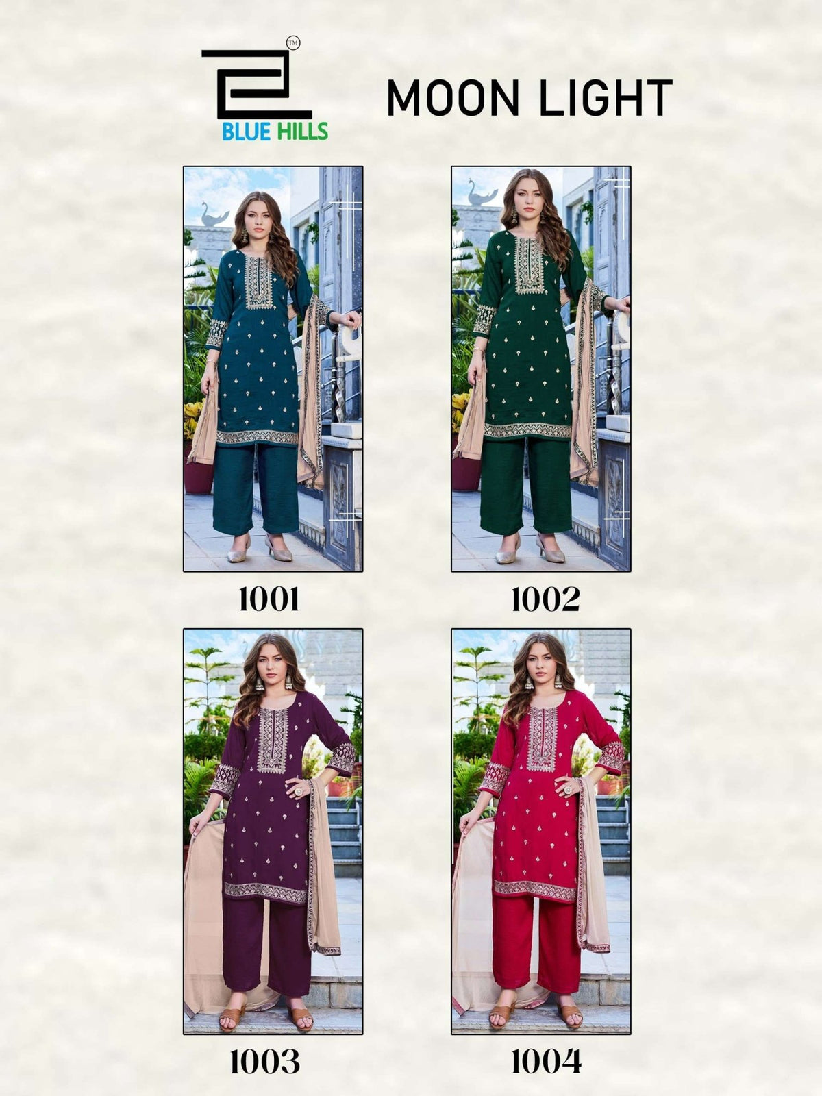 BLUE HILLS MOON LIGHT Vichitra Silk Salwar Suit Set - Amrah Wholesale