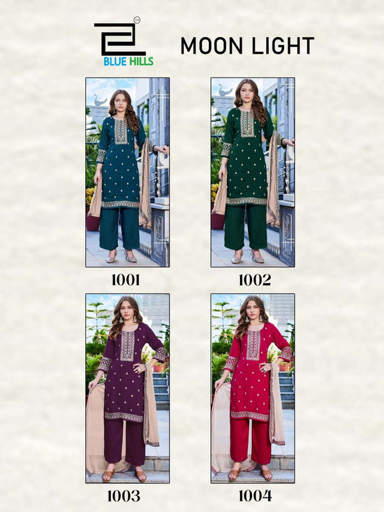 BLUE HILLS MOON LIGHT Vichitra Silk Salwar Suit Set - Amrah Wholesale