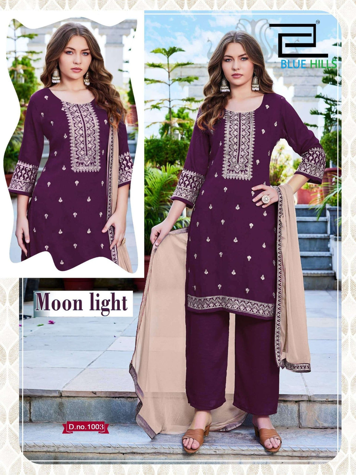 BLUE HILLS MOON LIGHT Vichitra Silk Salwar Suit Set - Amrah Wholesale