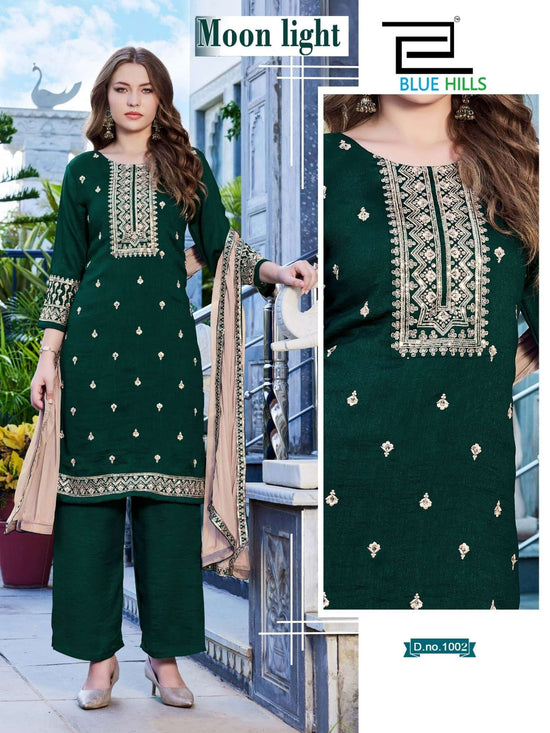 BLUE HILLS MOON LIGHT Vichitra Silk Salwar Suit Set - Amrah Wholesale