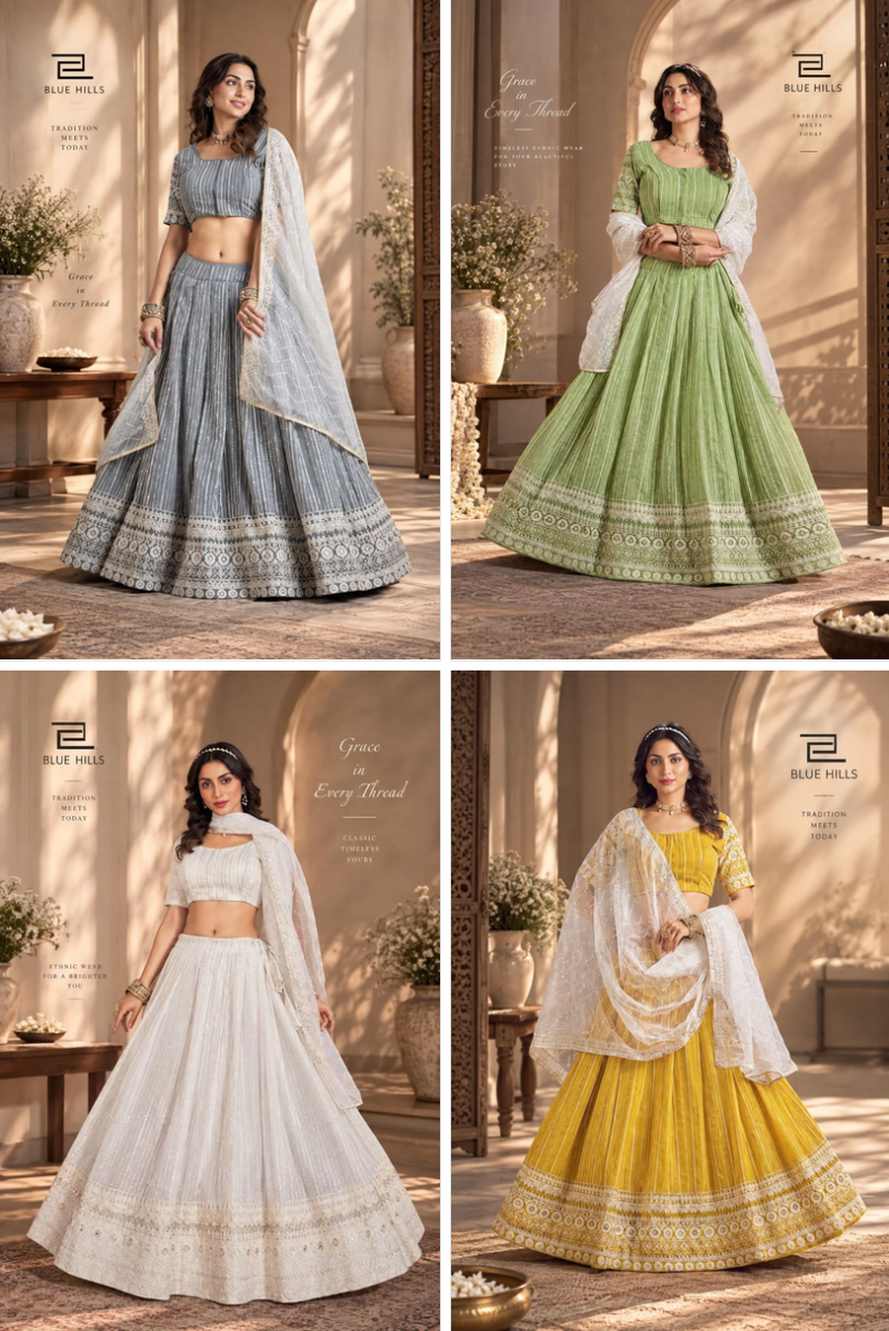 Blue Hills Moon Walk Georgette Lehenga Choli