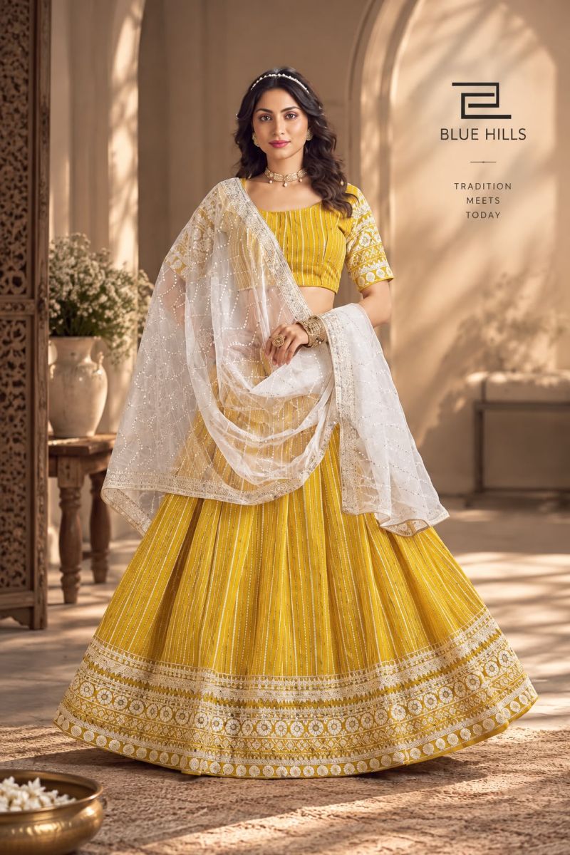 Blue Hills Moon Walk Georgette Lehenga Choli