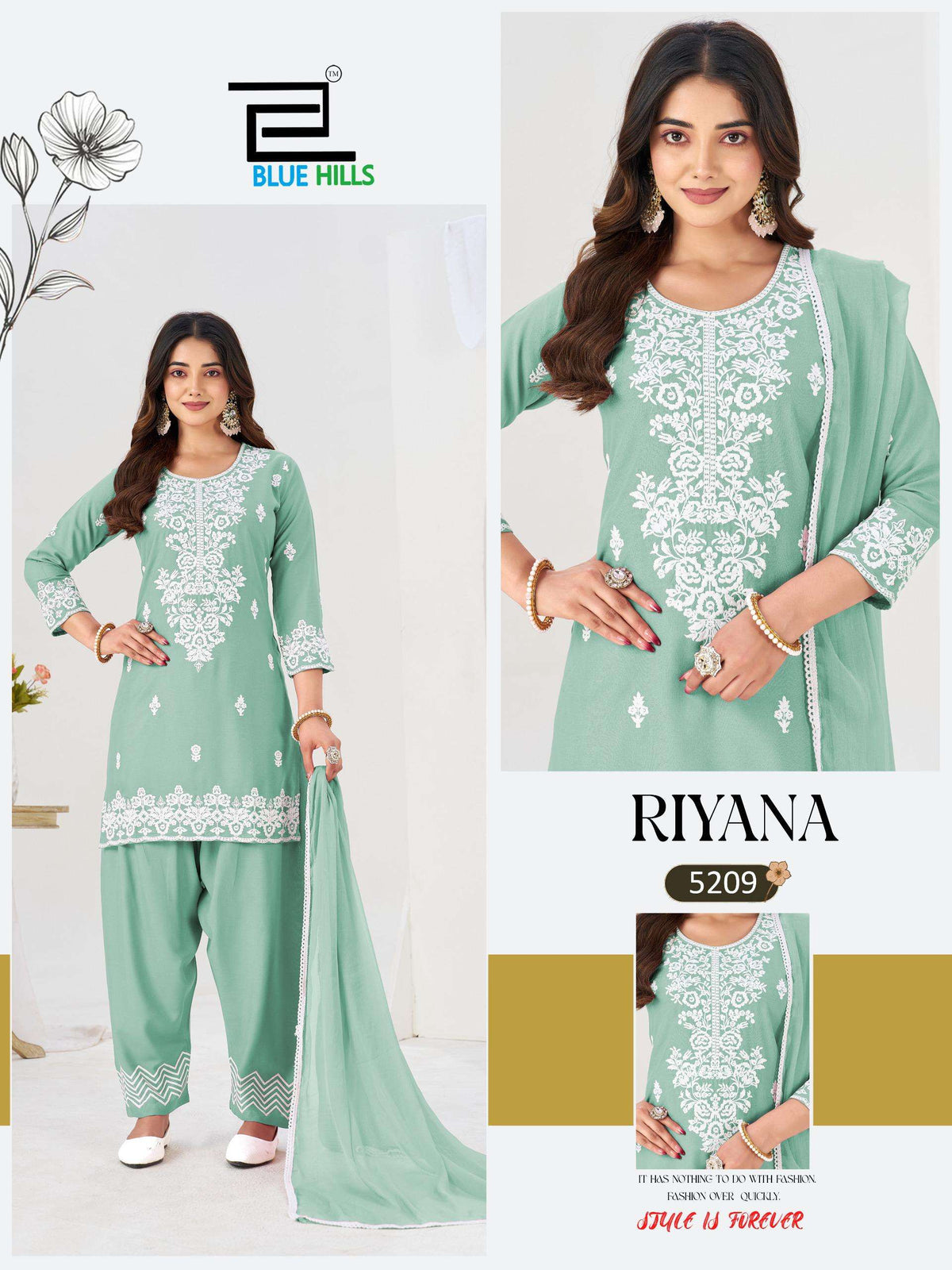 Blue Hills Riyana Rayon Embroidered Suit Set