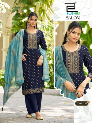 BLUE HILLS SALONI Chanderi Embroidery Salwar Suit Set - Amrah Wholesale