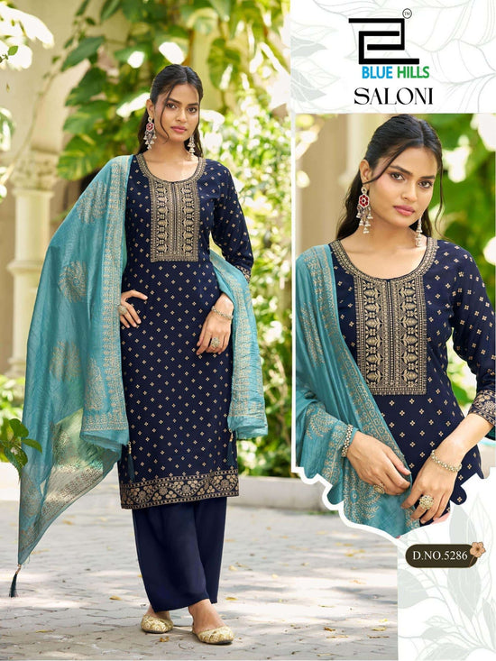 BLUE HILLS SALONI Chanderi Embroidery Salwar Suit Set - Amrah Wholesale