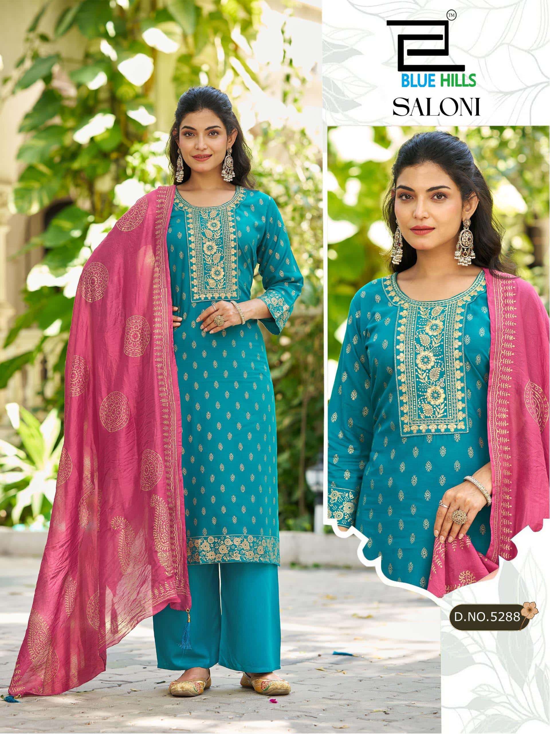 BLUE HILLS SALONI Chanderi Embroidery Salwar Suit Set