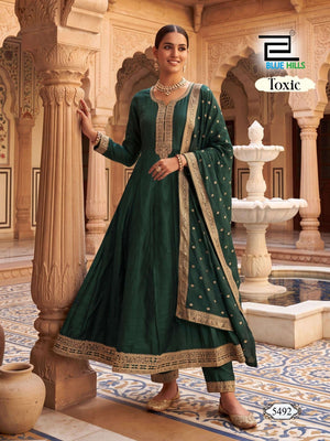 BLUE HILLS TOXIC Vichitra Silk Anarkali Suit - Amrah Wholesale