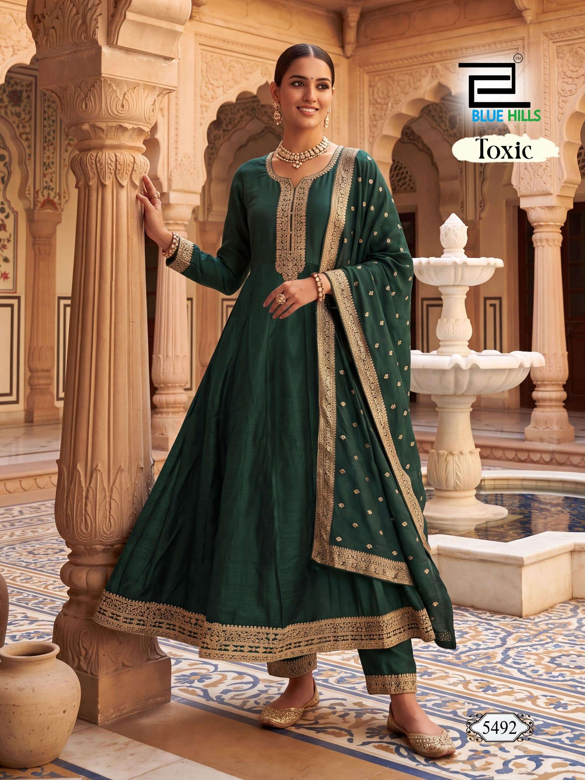 BLUE HILLS TOXIC Vichitra Silk Anarkali Suit
