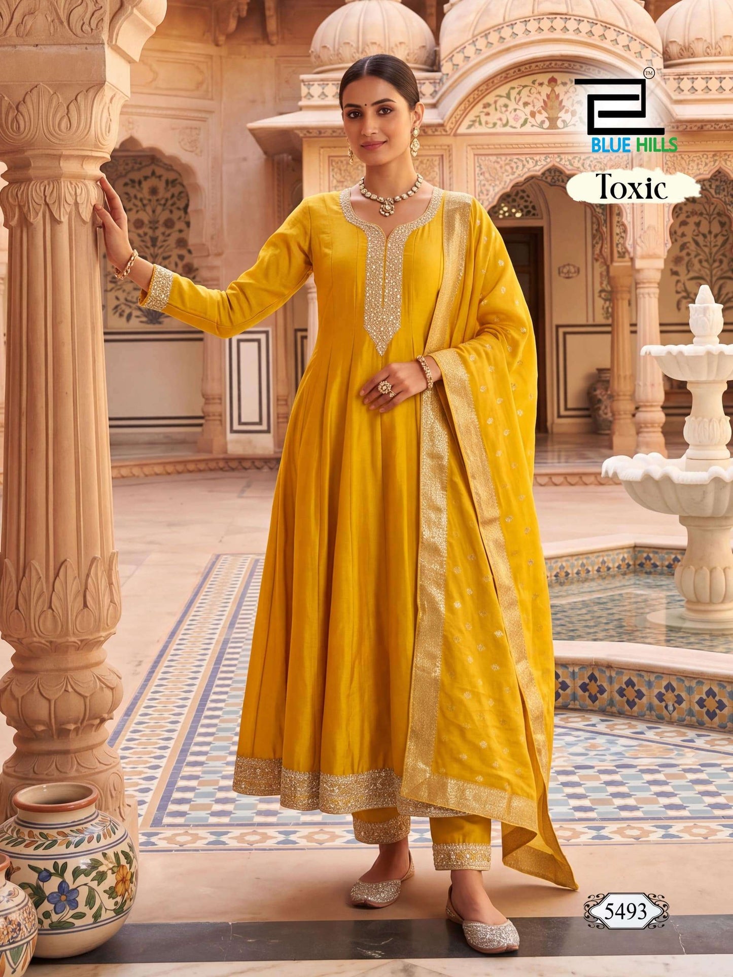 BLUE HILLS TOXIC Vichitra Silk Anarkali Suit