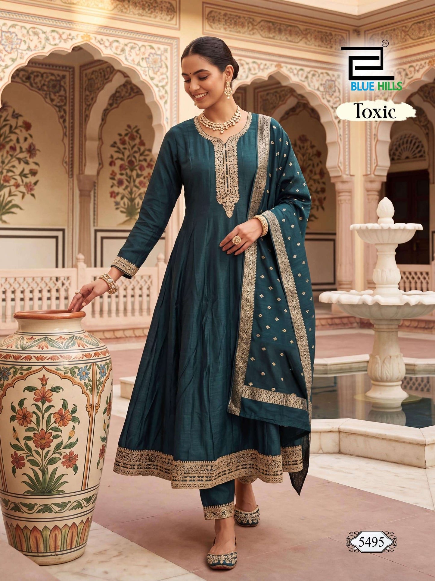 BLUE HILLS TOXIC Vichitra Silk Anarkali Suit