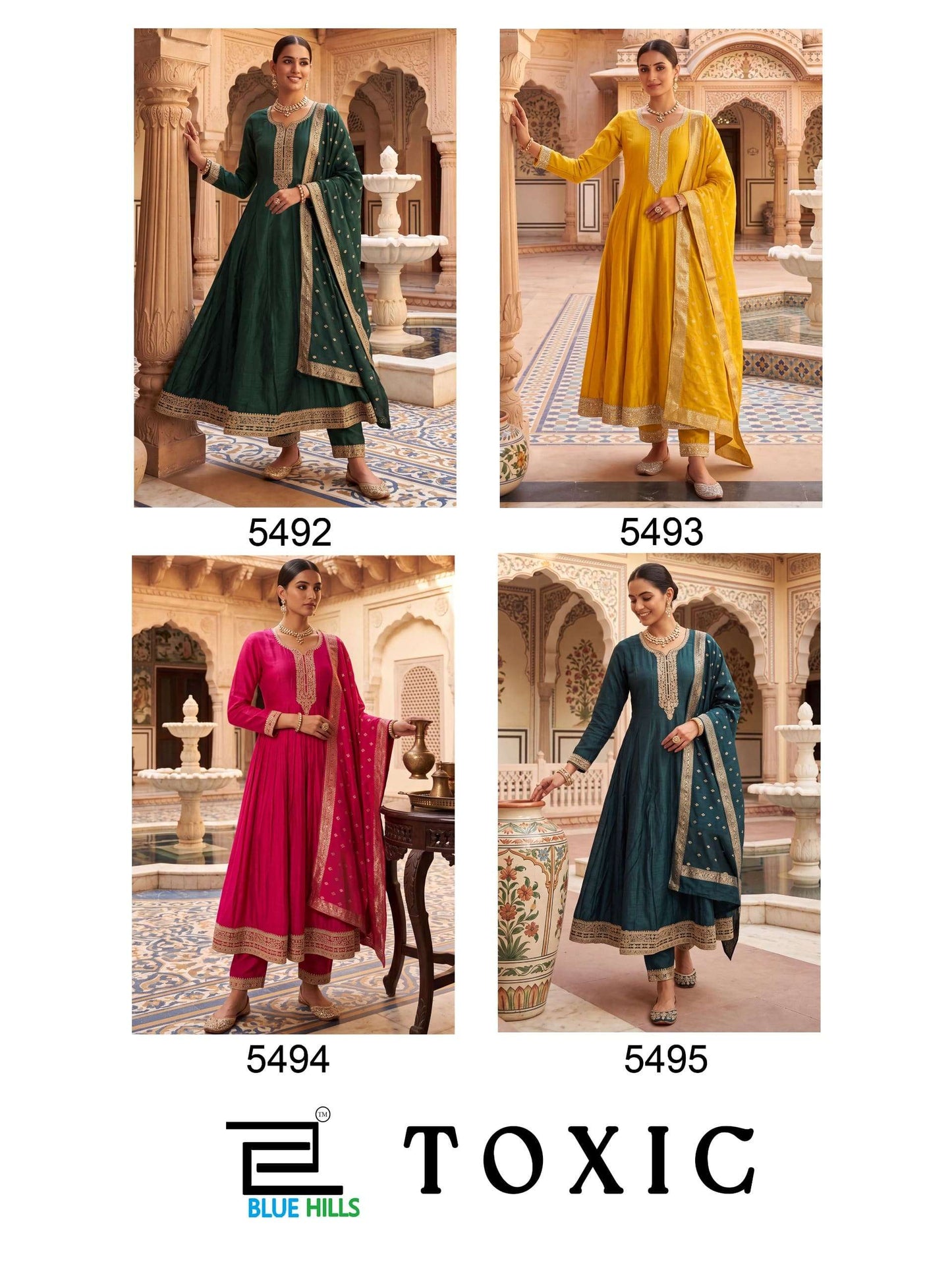 BLUE HILLS TOXIC Vichitra Silk Anarkali Suit