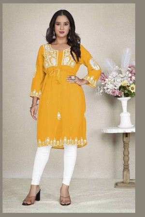 BLUE HILLS WESTERN VOL-1 Georgette Embroidered Kurti - Amrah Wholesale