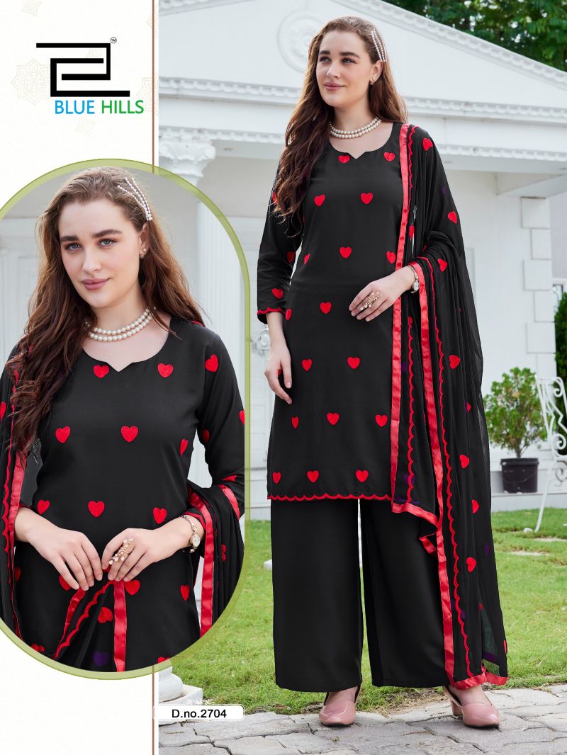 BLUE HILLS ZEENAT Rayon Thread Work Kurti Pant Dupatta Set