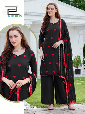 BLUE HILLS ZEENAT Rayon Thread Work Kurti Pant Dupatta Set