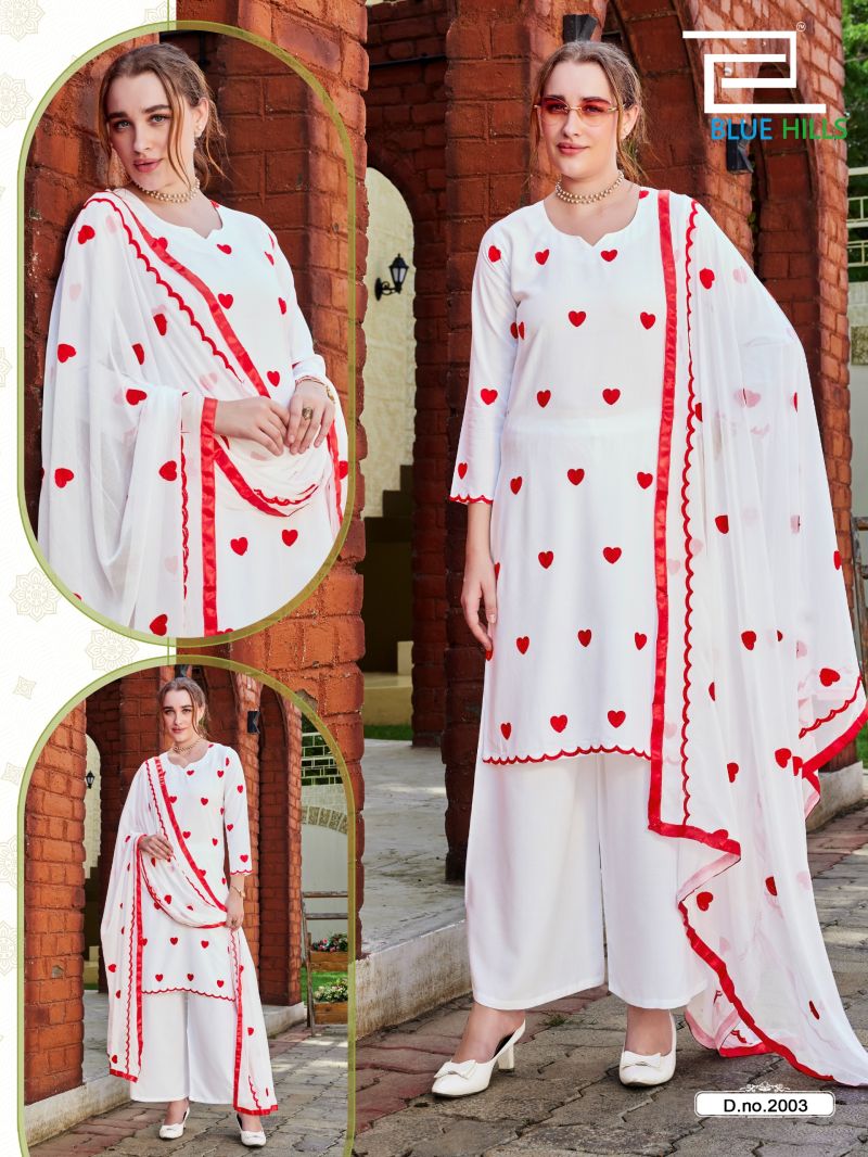 BLUE HILLS ZEENAT Rayon Thread Work Kurti Pant Dupatta Set