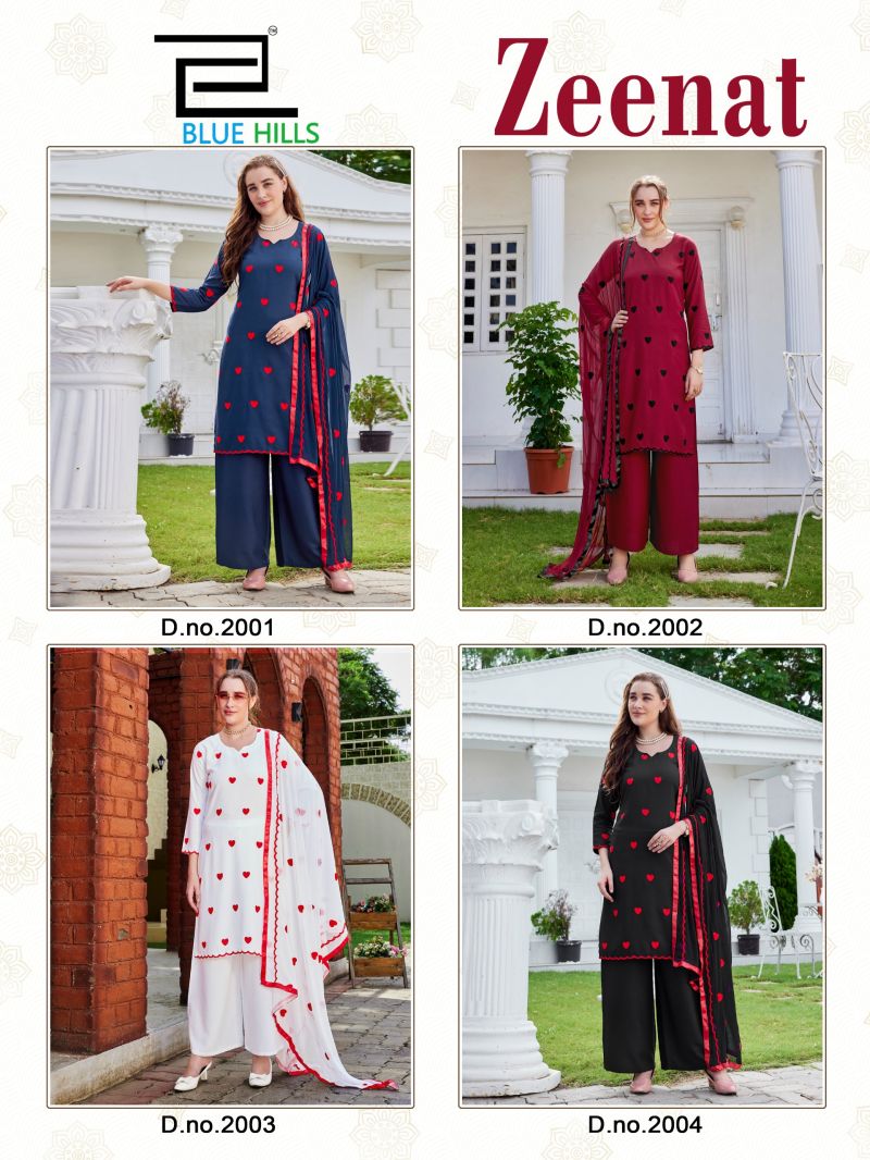 BLUE HILLS ZEENAT Rayon Thread Work Kurti Pant Dupatta Set